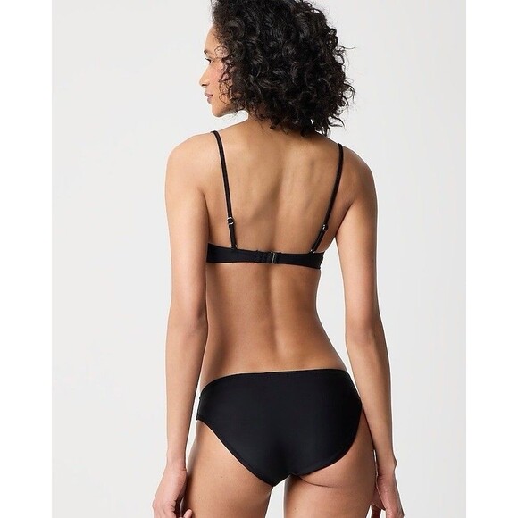NWT J. Crew Size XS Ruffle French Bikini Top Black Spaghetti Strap Triangle Swim - Picture 2 of 12